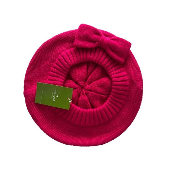 KATE SPADE New York Knit Beret Bow Hat Sweetheart Pink